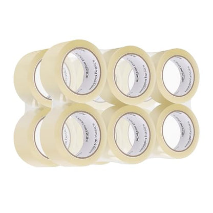 Amazon Basics Shipping Packing Tape for Packaging, Moving and Storing, Clear, 1.88 in x 72.2 yards, 1.8mil Thickness, 12-Roll - size: 1.88 in x 72.2 yards, 1.8mil thickness