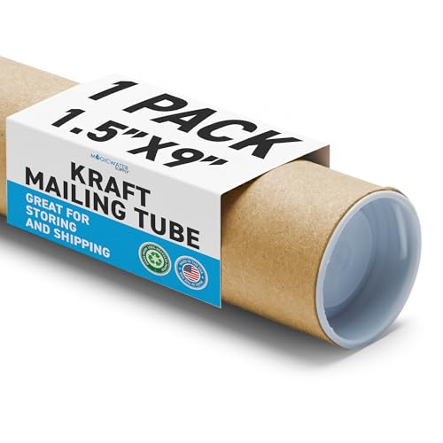 MagicWater Supply 1.5 x 9 Inch Kraft Mailing Tubes with End Cap - 1 Pack
