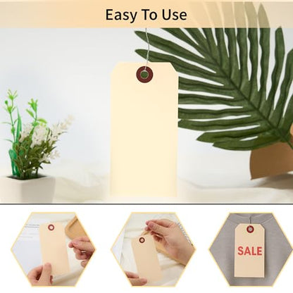 Brown Shipping Tags with Wire, 500 Pcs, 4.72x2.36 Inches