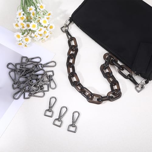20 Pcs Metal D Ring Swivel Lobster Claw Clasp Snap Hooks Purse Hardware - color: Black, size: 1/2 Inch