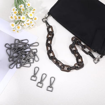 20 Pcs Metal D Ring Swivel Lobster Claw Clasp Snap Hooks Purse Hardware - color: Black, size: 1/2 Inch