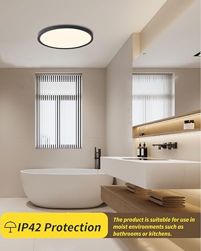 4pack 9 Inch Flush Mount Ceiling Light, 18w Led Ceiling Light, 3000k/4000k/6000k Selectable 1860lm Ceiling Light, Super Slim Led Light Fixture For Bedroom Kitchen Living Dining Room Office - color: Black, size: 9 INCH 4PK 3CCT