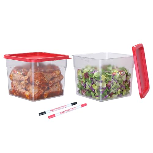 2 Pack 6 QT Commercial Food Storage Containers with Lids, BPA-Free Translucent Square Containers for Rice, Flour, Pasta, Pet Food and Bulk Ingredient Storage with FIFO Label Area - size: 2 X 6.0(QT)