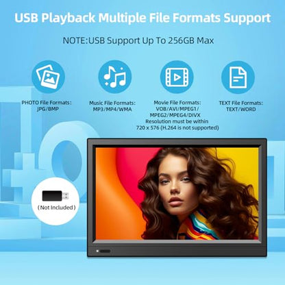 12.5inch small Portable TV,Essential for Bedroom/Kitchen/Camping,Support HDMI/USB input,Built-in speakers,lightweight and easy to carry,Suitable for small spaces(NO with WiFi/Bluetooth/Satellite)