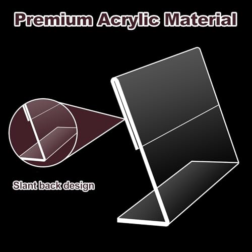 Acrylic Sign Holders 4x6 Inches Display Clear, Acrylic Table Signs Label Holders Slant Back Sign Holders Stand Small Acrylic Display Stands for Office, Store, Restaurant (20 PCS) - size: 4x6 inch