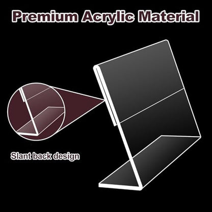 Acrylic Sign Holders 4x6 Inches Display Clear, Acrylic Table Signs Label Holders Slant Back Sign Holders Stand Small Acrylic Display Stands for Office, Store, Restaurant (20 PCS) - size: 4x6 inch