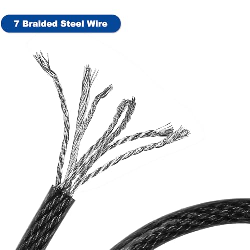 20ft x 3/8" Heavy Duty Cut-Proof Security Cable, Outdoor Equipment - size: 20ft