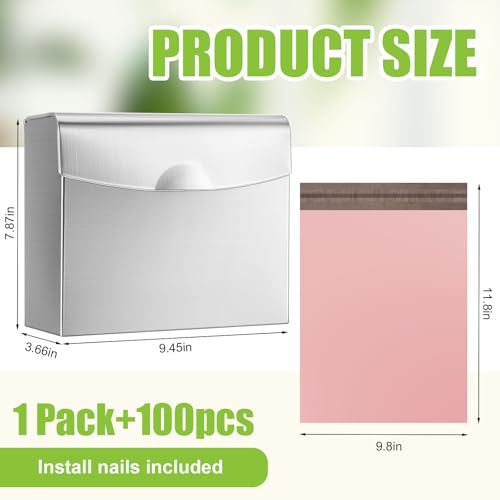 Tioncy 1 Pack Sanitary Napkin Disposal Receptacle with Feminine Hygiene Disposal Bag Stainless Steel Tampon Bin Trash Can Wall Mounted Waste Tampon Holder Feminine Hygiene Container (Silver) - color: Silver