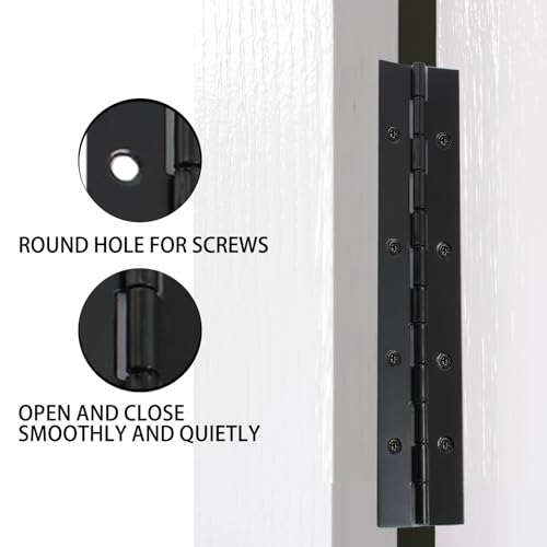 Hordion 6Pcs 8" Piano Hinge Heavy Duty Black Continuous Hinge 0.04" Thick