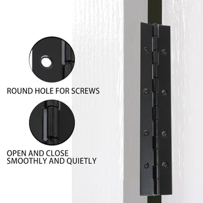 Hordion 6Pcs 8" Piano Hinge Heavy Duty Black Continuous Hinge 0.04" Thick