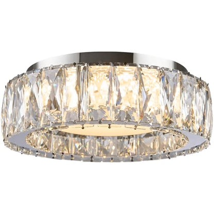 11 Inch Dimmable Luxury Crystal LED Flush Mount Ceiling Light - color: Chrome, size: 11 Inch