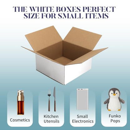 Shipping Boxes 6x6x3 Set of 25, White Corrugated Cardboard Box for Mailing Business Packaging - size: 6x6x3 Inches