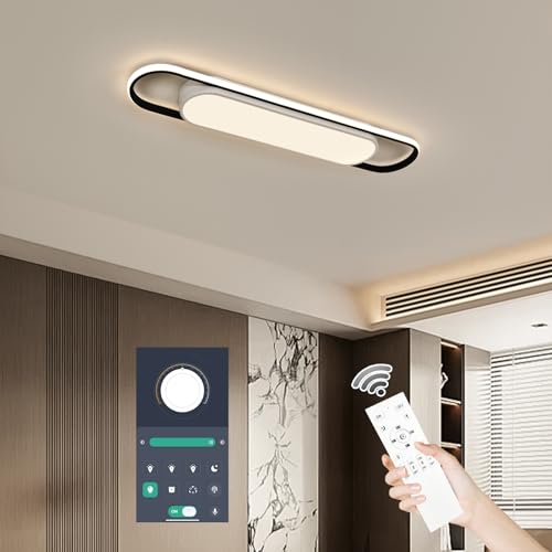 28.3 Inch Smart LED Ceiling Light,40W High Brightness Linear Flush Mount Light Fixture,Dimmable Long Led Ceiling Lamp with Remote Control for Kitchen,Garage,Hallway,Laundry,Study Room. - color: Dimmable (3000K -6500K), size: 2.36 FT (28.3 Inch / 72cm)