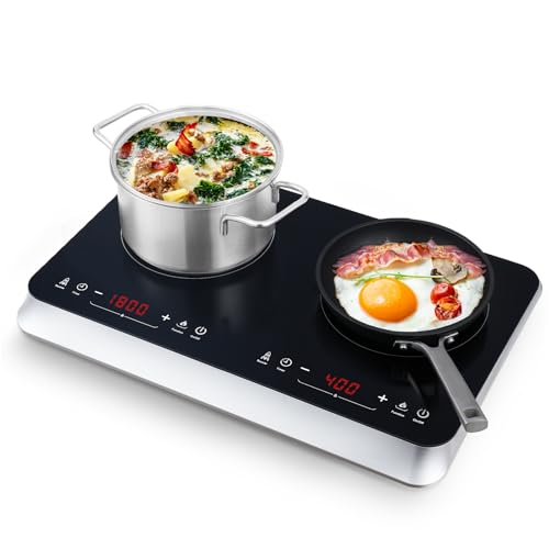COOKTRON Portable Induction Cooktop 2 Burner, 1800W with Booster - size: Double Induction Cooktop with Touch Control