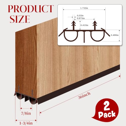 2 Pcs 36" Brown Double Bubble Kerf Door Sweep - color: Brown
