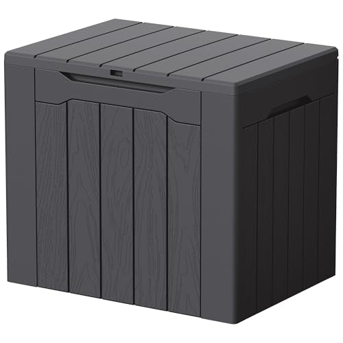 Devoko 29 Gallon Deck Box, Waterproof Resin Outdoor Storage Box - color: Gray, size: 29 Gallon