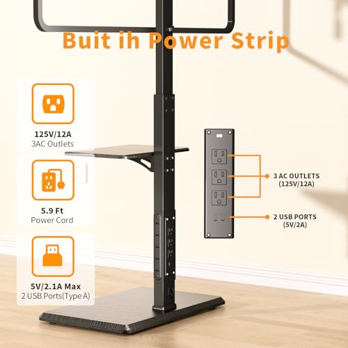TV Floor Stand with Power Outlet & Removable Shelf for 32-75 Inch TVs - style: TCP01-2-M-A01