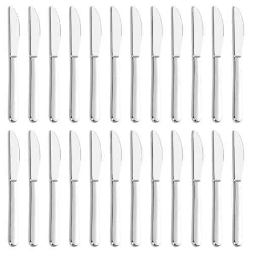 24 Pieces Knives Set - 9 Inches Dinner Knives, Butter Knife, Food Grade Stainless Steel Table Knife Set, Dishwasher Safe & Mirror Polished, Knife Silverware for Home/Restaurant/Kitchen
