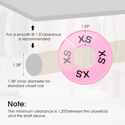 EBOOT 40 Pcs Clothing Size Dividers Closet Size Divider Hanger, Pink - color: Pink