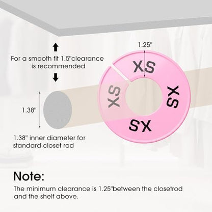 EBOOT 40 Pcs Clothing Size Dividers Closet Size Divider Hanger, Pink - color: Pink
