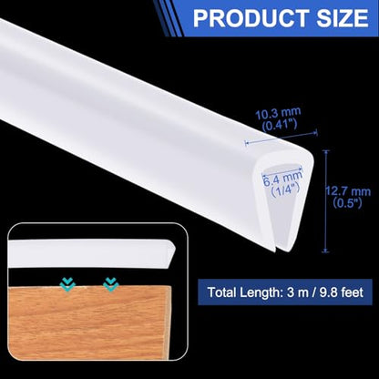 YOKIVE Clear Rubber U Channel Edge Trim, Silicone Door Seal Strip 1/4" Slot Fit for 7/32"-9/32" Edge | Metal Edge Guard Protector Great for Plywood, Glass, Sheet Metal (10-Feet)
