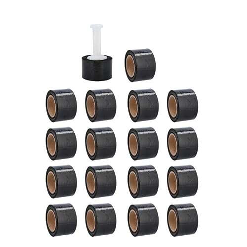 PSBM Dark Black Mini Stretch Wrap with Plastic Handle, 18 Rolls 3 Inch x 1000 Feet 80 Gauge, Heavy Duty Plastic Wrap Industrial Strength Shrink Film for Moving, Packing & Shipping - color: Black, size: 3 Inch