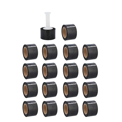 PSBM Dark Black Mini Stretch Wrap with Plastic Handle, 18 Rolls 3 Inch x 1000 Feet 80 Gauge, Heavy Duty Plastic Wrap Industrial Strength Shrink Film for Moving, Packing & Shipping - color: Black, size: 3 Inch