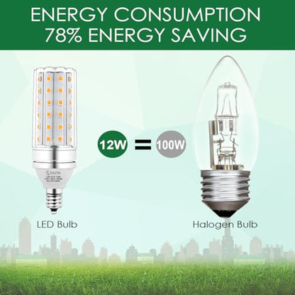 E12 LED Bulbs,12W LED Corn Light Bulb, E12 LED Bulb 100W Equivalent 1200 Lumen 3000K Warm White, Non-Dimmable LED Candelabra Light Bulbs, E12 Candelabra Base Chandelier Light Bulbs, Pack of 3 - color: E12-12w-3000k-3pcs