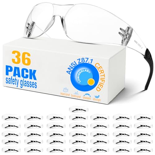 Safety Glasses Ansi Z87.1 Clear Safety Glasses Bulk Impact Scratch Resistant Lens Protective Eyewear for Men Women - color: 36pcs Clear