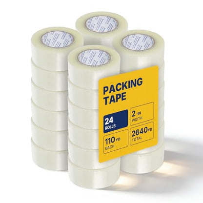 NORTHSKY Heavy Duty Packing Tape 24 Rolls, Clear, 2.6 mil, 2 inch x 110 Yards, Ultra Strong, Refill for Packaging and Shipping - size: 2 inches x 2.6 mil
