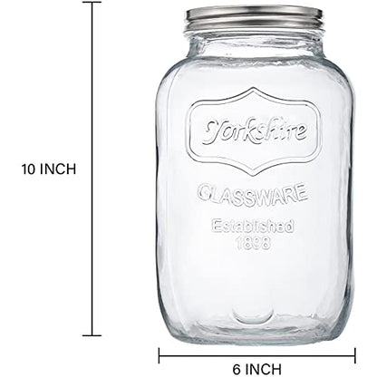 CATPOWER 1 Gallon Large Glass Jar With Mouth Canning Jar Kitchen Storage Jar Cookie Candy Penny Jar with Stainless Steel Screw Lid