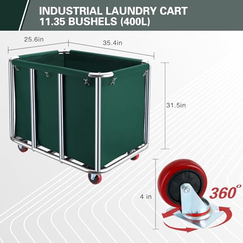 Commercial Laundry Cart with Wheels,440 lbs(Blackish Green) - color: Blackish Green