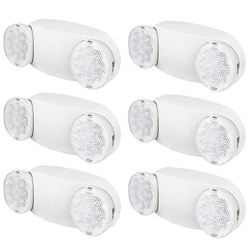 KASTLITE Commercial LED Emergency Light, Round Lens Style, 6-Pack - color: WHITE - ROUND, size: 6 Pack