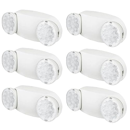 KASTLITE Commercial LED Emergency Light, Round Lens Style, 6-Pack - color: WHITE - ROUND, size: 6 Pack