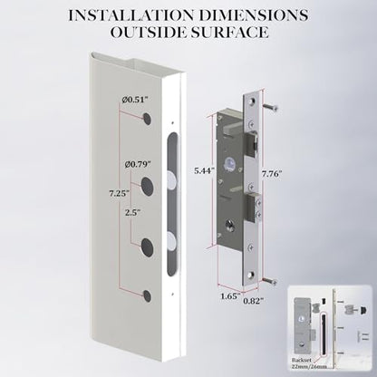 House Guard Storm Door Lock Body, Flat Slot, Adjustable 22/26mm Backset - style: Compatible with American-style lock cylinders