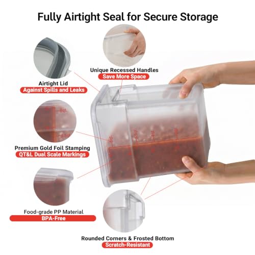 2 Pack 4 QT Airtight Commercial Food Storage Containers, BPA-Free Translucent Polypropylene, Built-In Labeling Area, Stackable for Coffee Beans & Dry Goods, Shallow Model - size: 2 X 4.0(QT)-Shallow