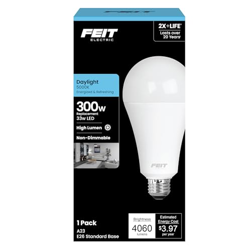 Feit Electric A23 LED Light Bulb, 300W Eq, Daylight White - color: 5000k Daylight, size: 300W