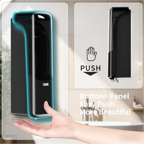 Soap Dispenser Wall Mount, 300ml No-Drill Adhesive or Screw Mounting - color: Black