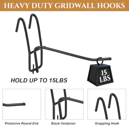 50Pcs 3.9 Inch Gridwall Hooks, Metal Grid Wall Display Hooks for Grid Panels, Black Heavy Duty Grid Wall Accessories for Retail Store, Craft Show, Garage, Storage, Home Organizer