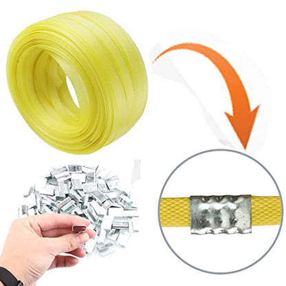 Poly Strap, Polypropylene Strapping, 320' Length, 100 pcs Clips
