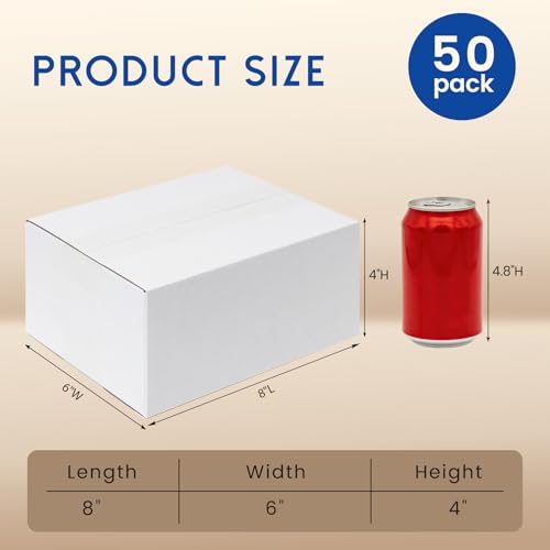 Mefleet 8x6x4" Small Shipping Boxes 50 Pack Corrugated Cardboard Box White - size: 8x6x4 inches (50 Pack)