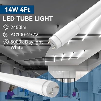 JESLED 30 Pack T8 Led Bulbs 4 Foot,14W(40W Equiv) 2450LM 5000K Type A+B ETL