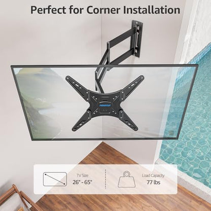 MOUNTUP Outdoor Long Arm TV Wall Mount for 26-65" TVs, Waterproof & Rustproof Outside Full Motion Bracket with Stainless Steel Screws, 37.4'' Long Extension Corner TV Mount Hold 77 lbs, VESA 400x400mm - size: 26-65 inch, 77 lbs, Outdoor 37.4 inch Arm