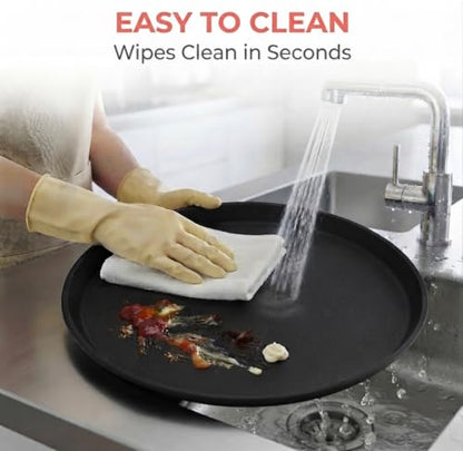 2 Pack 14" Commercial Non-Slip Round Serving Trays, NSF, Black - color: Black, size: 14"