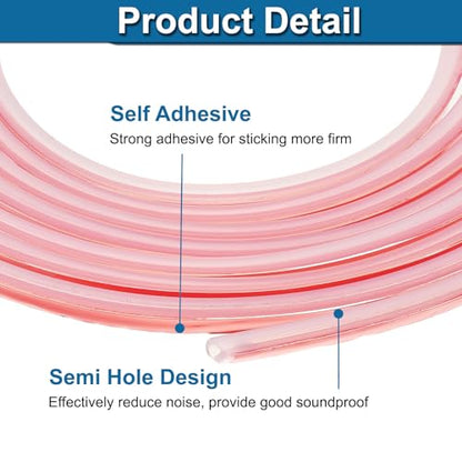 PATIKIL Silicone Weather Stripping Door Seal, 19.7 ft D Shape Weather Stripping Self Adhesive Door Seal Strip for Door Frame, Window Sealing, Large Gap, 5/16" Wx5/128 Tx5/32 H, Clear/Red - size: 19.7 ft Long, 5/16"Wx5/128"Tx5/32"H