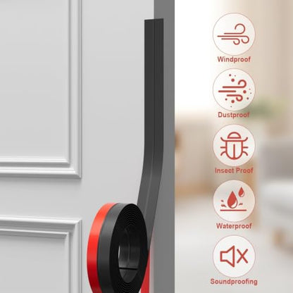 Weather Stripping, 2 in x 20 ft Black Silicone Door Seal Strip - color: Black, size: 2 Inch x 20 Feet