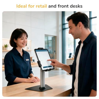 Mount-It! Universal Tablet POS Stand with Key Lock, Bolt-Down Base, Silver - size: Counter - Wide Base