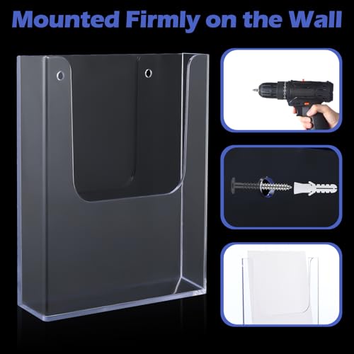 Ripeng 8 Pack Acrylic Brochure Holder Wall Mount, 8 x 11.5 Inch - style: Vertical