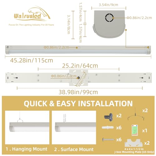 4FT Tri-Level Motion Sensor LED Linear Strip Emergency Stairwell Light w/Remote, 3 CCT, 20W/40W 125lm/w, Battery Backup, 30K/40K/50K, IP20, Dimmable 4 Foot Commercial Shop Ceiling Light Fixture, ETL - size: 4FT 5W 625lm EM Output