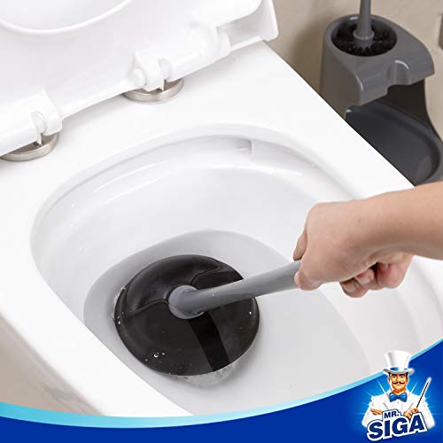 MR.SIGA Toilet Plunger and Bowl Brush Combo for Bathroom Cleaning, Gray - color: Gray